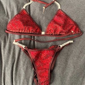 Angel Competition Red Rhinestone Embellished Women's Bikini